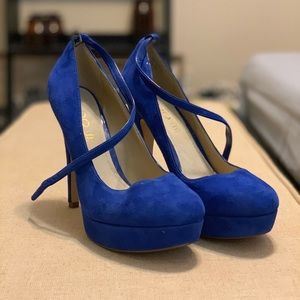 ALDO Blue Suede Ankle Strap Pumps
